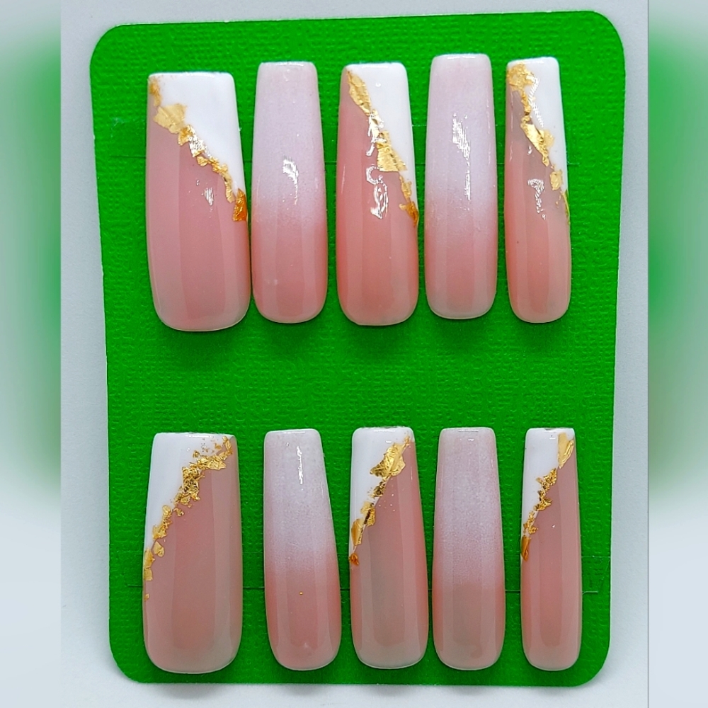 White French Gold Sparkling Press on Nails